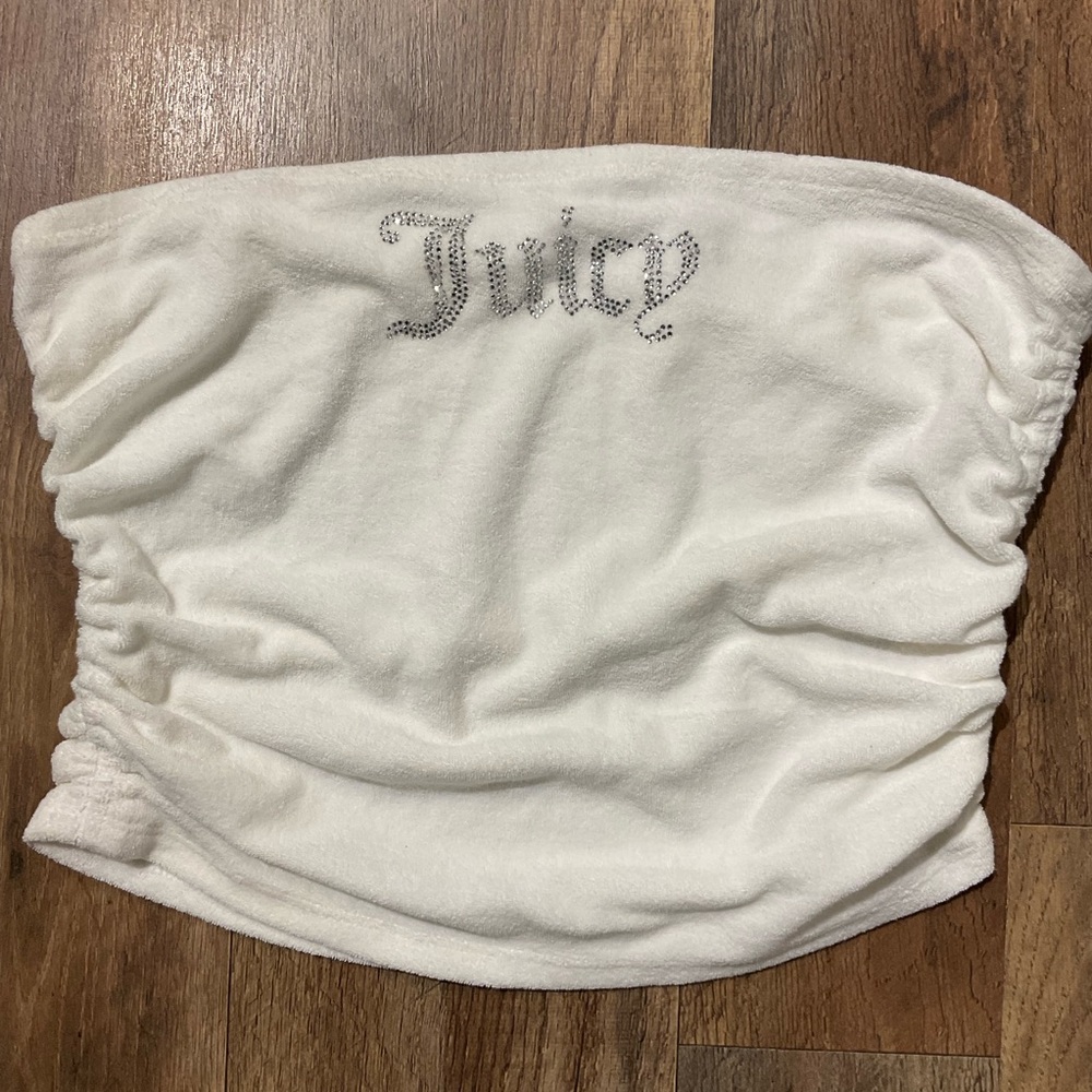 Juicy Couture White Strapless Crop Top